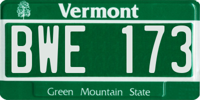 VT license plate BWE173