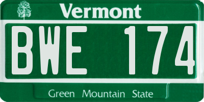 VT license plate BWE174