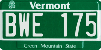 VT license plate BWE175