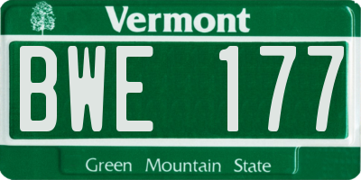VT license plate BWE177