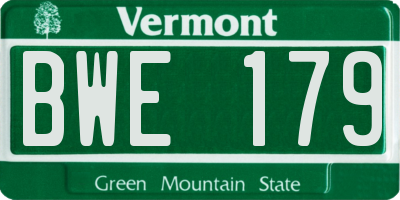 VT license plate BWE179