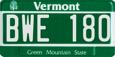 VT license plate BWE180
