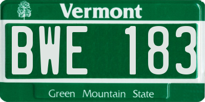 VT license plate BWE183