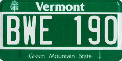 VT license plate BWE190