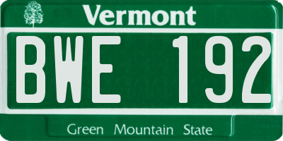 VT license plate BWE192