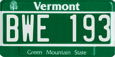 VT license plate BWE193