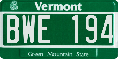 VT license plate BWE194