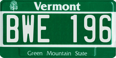 VT license plate BWE196