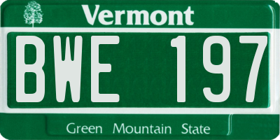 VT license plate BWE197