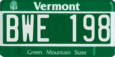 VT license plate BWE198