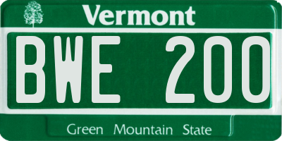 VT license plate BWE200