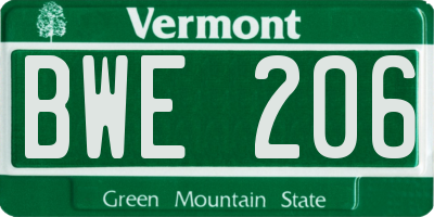 VT license plate BWE206