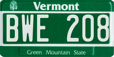 VT license plate BWE208