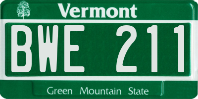 VT license plate BWE211