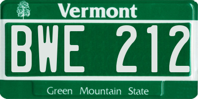 VT license plate BWE212