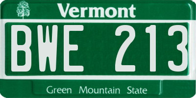 VT license plate BWE213