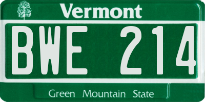 VT license plate BWE214