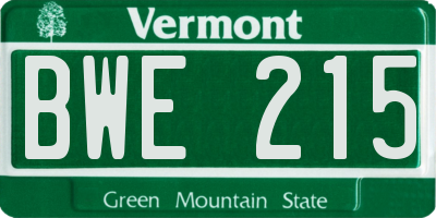 VT license plate BWE215