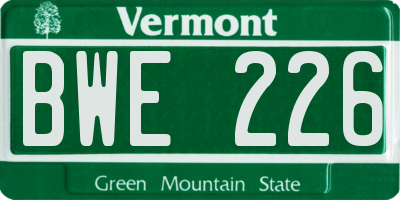 VT license plate BWE226