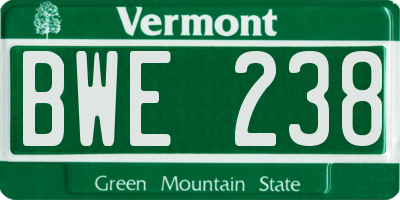 VT license plate BWE238