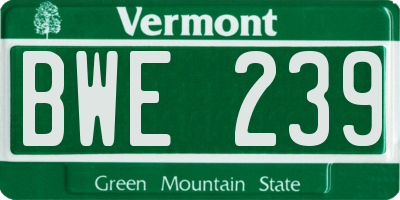 VT license plate BWE239