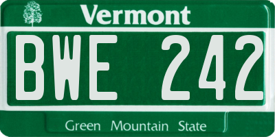 VT license plate BWE242