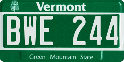 VT license plate BWE244