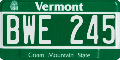 VT license plate BWE245