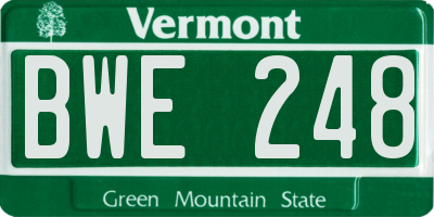VT license plate BWE248