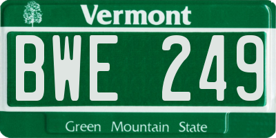 VT license plate BWE249