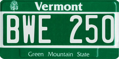 VT license plate BWE250