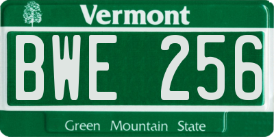 VT license plate BWE256