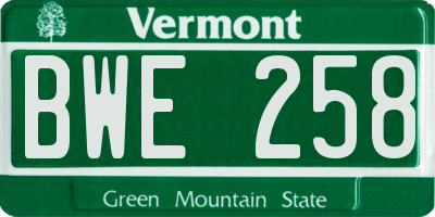 VT license plate BWE258