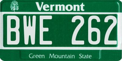 VT license plate BWE262
