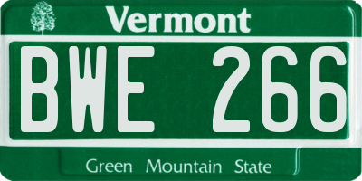 VT license plate BWE266