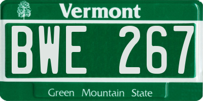 VT license plate BWE267