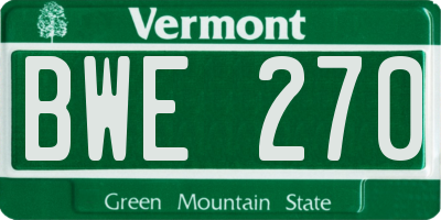 VT license plate BWE270