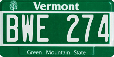 VT license plate BWE274