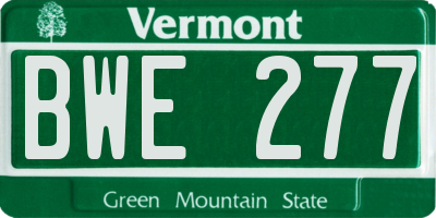 VT license plate BWE277