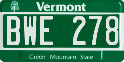 VT license plate BWE278