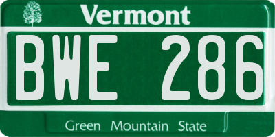 VT license plate BWE286