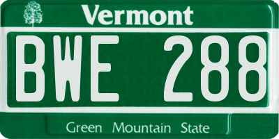 VT license plate BWE288