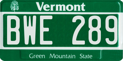 VT license plate BWE289