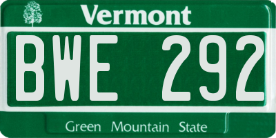 VT license plate BWE292