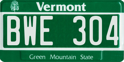 VT license plate BWE304