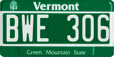 VT license plate BWE306