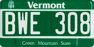 VT license plate BWE308