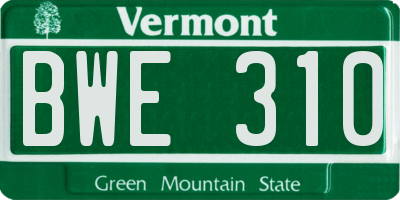 VT license plate BWE310