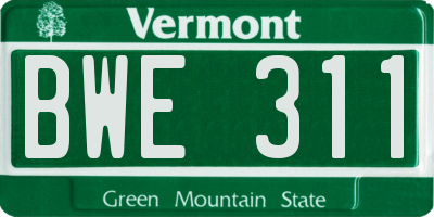 VT license plate BWE311
