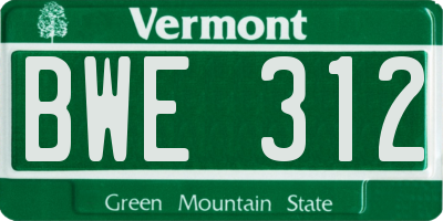 VT license plate BWE312